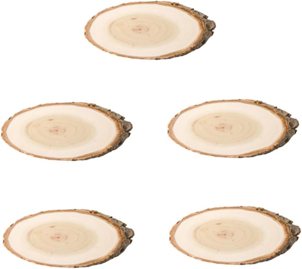Angoily 5pcs Pine Wooden Wall Hanging Board Oval Shape Decorative Pendant Safe Material Boys and Girls Art Home Bar Cafe Decor