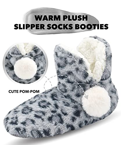 Image of Keyela Womens Non-Slip Sole Slipper Socks, Fluffy Winter House Booties | Ultra soft fuzzy warm indoor house slippers Non-skid bottom for safe walking Cozy winter footwear for ladies