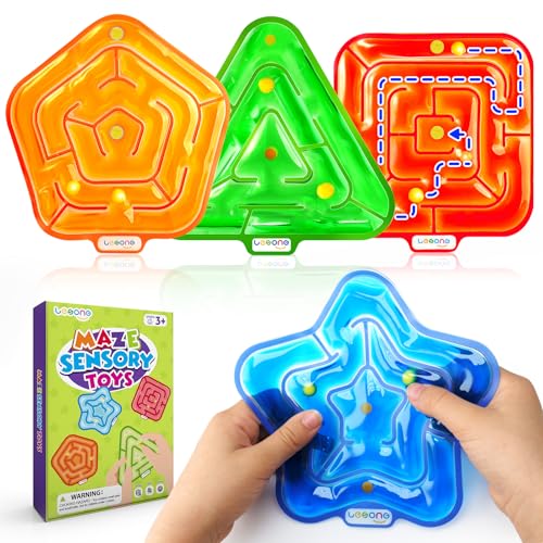 Image of LESONG Sensory Fidget Toys for Kids: 4 Pack Squishy Gel-Filled Fidget Maze for Special Needs - Calming Sensory Toys for Autism ADHD Classroom Prizes - Travel Games for Boys Girls Car Road Trips