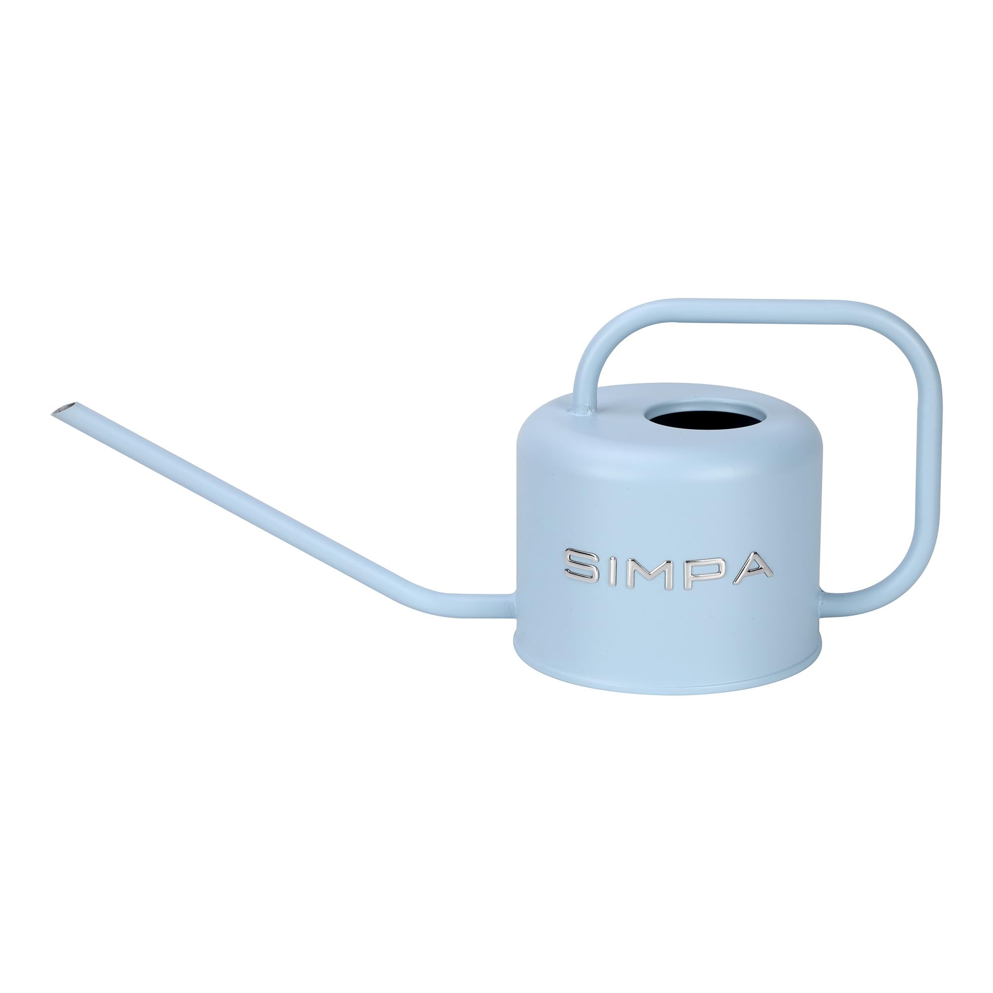 Simpa Matt Light Blue Small Colour Metal 1.1L Indoor Watering Can With Long Easy Pour Spout