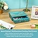 Turquoise Single Drawer Unit - European Country Style Desk Organizer Box - 9.7x7x2.6 Teal Wooden Stackable Drawer - Countertop Organizer Drawer w/Label Holder - Single Monitor Shelf
