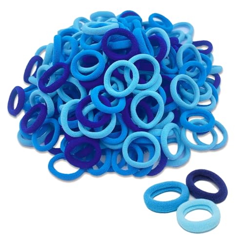 DAJING 200 baby headbands - Girls' soft cotton tricolor blue headband (sky blue/navy blue/light blue), high elasticity, seamless and safe design, children's hair accessories, diameter 2.5 centimeters