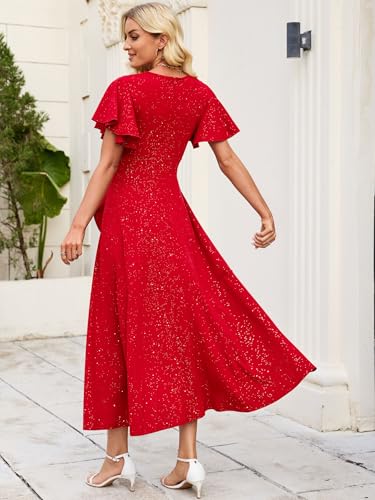 Image of ZZV Formal Dresses for Women Gowns Evening V Neck Wedding Guest Dresses