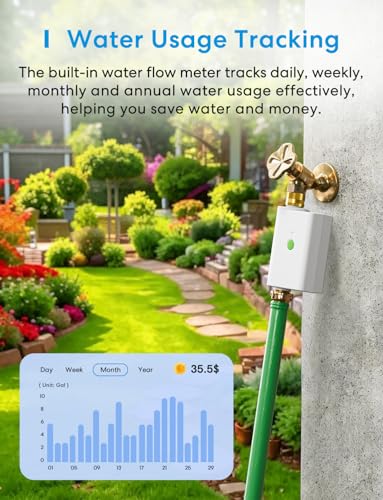 Image of meross WiFi Water Timer for Garden Hose, Smart Hose Timer with Brass Inlet & Outet, WiFi Sprinkler Valve Work with Apple Homekit, Alexa & Google Assistant, Smart Rain Skip for Lawn, Garden & Yard