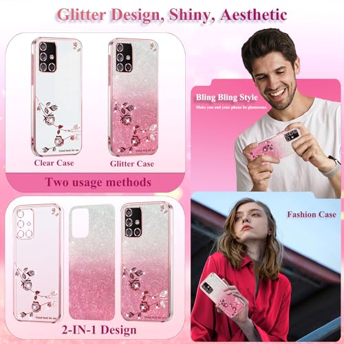 Coque transparente à paillettes pour Samsung A71 5g silicone rose - 4