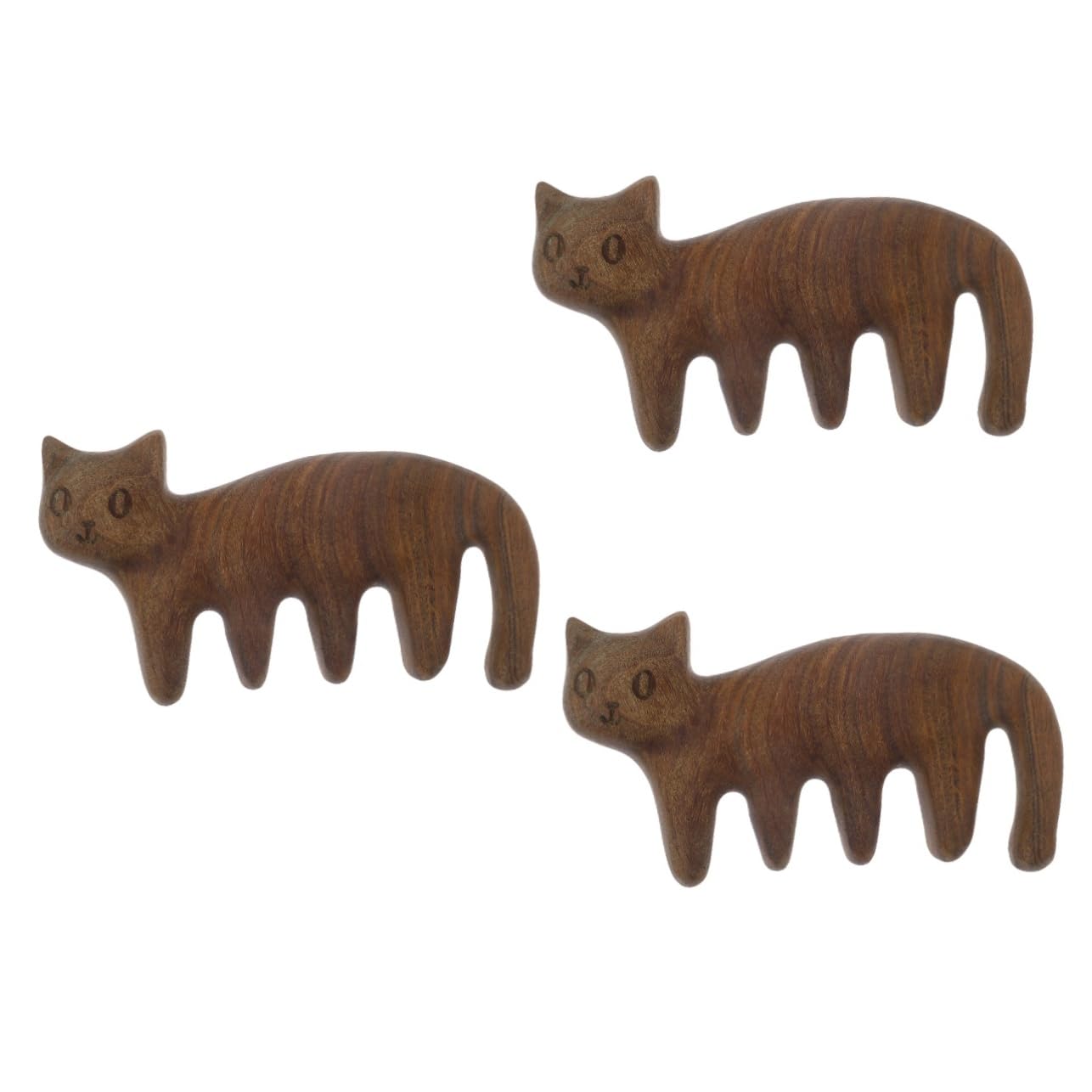 3piezas Masajeador De Cabelludo De Madera Forma De Gato Herramienta De Masaje Para Cuidado Cabeza Peine De Masaje Ligero y Adorable Para y Relajar La