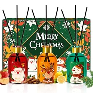 LA BELLEFÉE Christmas Reed Diffuser, 3 Packs Reed Diffuser with 18 Sticks, Essential Oil Diffuser for Home Bathroom Home Décor, Each 1.7Fl Oz, Total 5.1 Fl Oz, Cedar, Apple Cinnamon, Lemon Soda LA BELLEFEE Christmas Reed Diffuser 3 Packs Reed Diffuser with 18 Sticks Essential Oil Diffuser for Home Bathroom Home Decor Each 17Fl Oz Total 51 Fl Oz Cedar Apple Cinnamon Lemon Soda