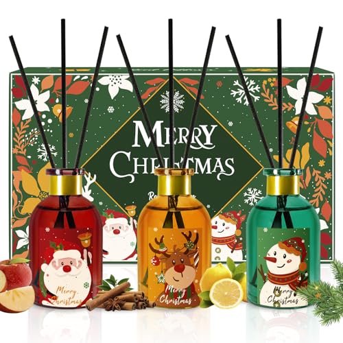 LA-BELLEFEE-Christmas-Reed-Diffuser-3-Packs-Reed-Diffuser-with-18-Sticks-Essential-Oil-Diffuser-for-Home-Bathroom-Home-Decor-Each-17Fl-Oz-Total-51-Fl-Oz-Cedar-Apple-Cinnamon-Lemon-Soda LA BELLEFEE Christmas Reed Diffuser 3 Packs Reed Diffuser with 18 Sticks Essential Oil Diffuser for Home Bathroom Home Decor Each 17Fl Oz Total 51 Fl Oz Cedar Apple Cinnamon Lemon Soda