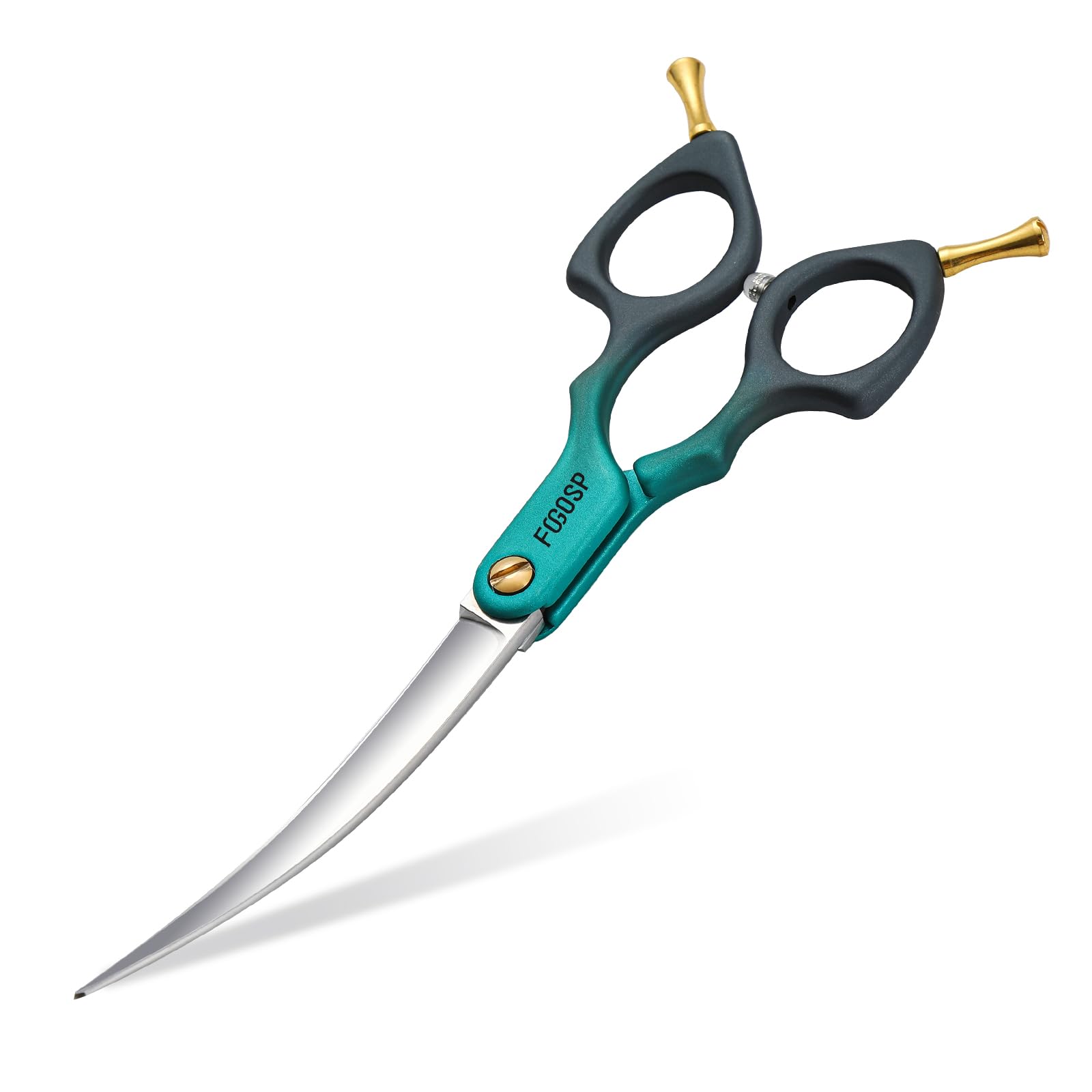 FOGOSP Professional Curved Dog Grooming Scissors with Sharper Self Grinding lightweight and finely trimmed split structure 6.5'' Japan VG10 63HRC for