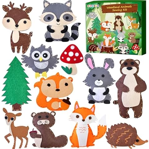 XIPEGPA Sewing Kit Woodland Animal Craft Kit DIY Sewing Felt Craft Kit for Beginners Educational Sewing Kit Boys and Girls Art Craft Kits Cover