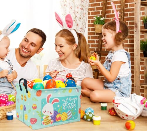 Image of Rectangular Easter Basket Baby Storage Basket Cute Kids Toy Storage Bin Organizer Shelf Book Basket Room Decor(Happy Easter)