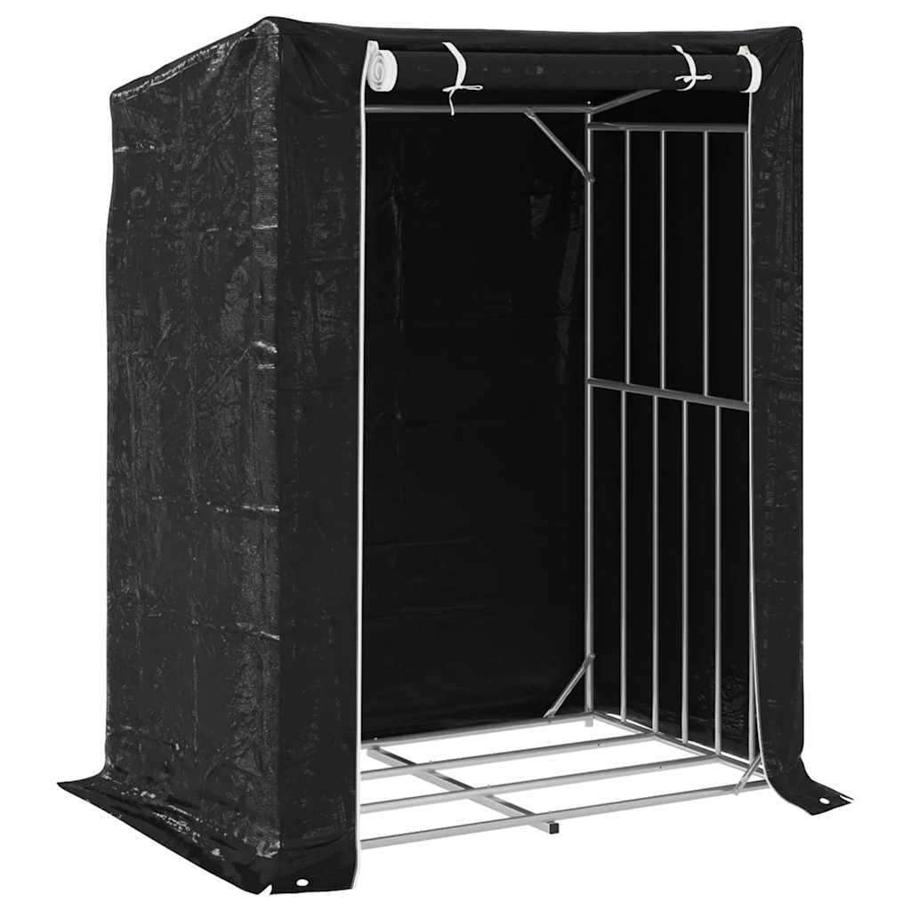 Brennholzregal mit Regenschutz 150x100x200 cm Verzinkter Stahl Kaminholzständer, Holzregal für Kaminholz, Holzhalter Lagerregal für Brennholz, Kaminholzunterstand Feuerholzregal