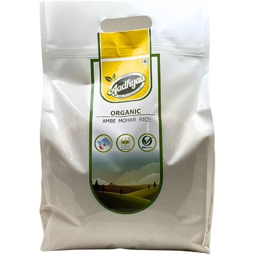 Aadhyaa Organic Ambemohar Rice | Natural Aroma | Clean Grain - 5KG PACK