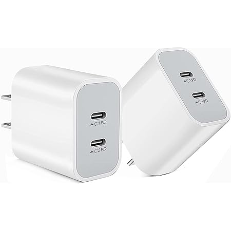 Type c Charging Block Fast Charger, 2Pack PD Dual Port Fast USB C Charger Block, USB C Charging Plug Power Adapter Compatible with iPhone 15/15 Plus/15 Pro Max/14/13/12/11/XS/XR/X and More