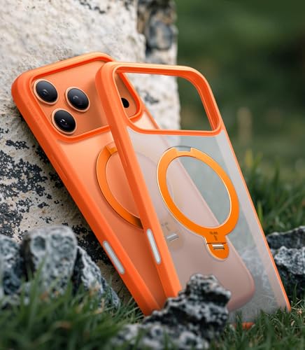 undefined TORRAS iPhone 17 Pro 用 ケース【多機能一体・360°新定点回転スタンド】 Magsafe対応 【Ostand Q3 Spin】高耐久性 耐衝撃 ゼンマイ式スタンド リング 縦横両対応 マグネット搭載 急速充電対応 指紋防止 オレンジ の商品画像 3