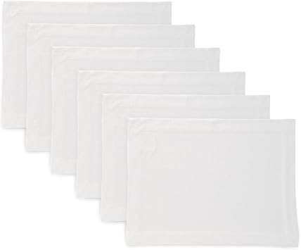 Solino Home 100% Pure Linen Placemats White, Sonoma 14 x 19 in, Set of 6