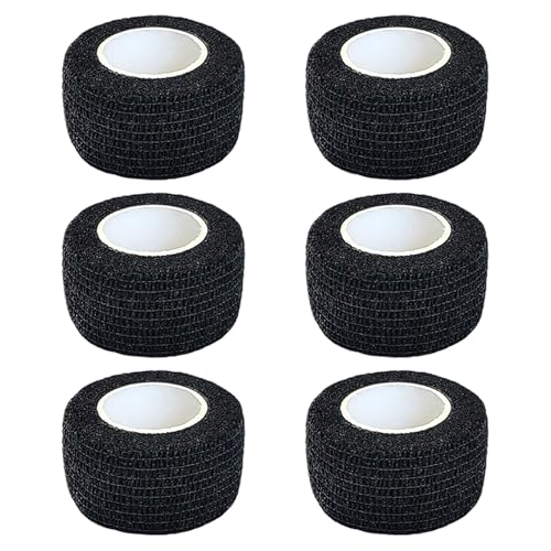 Erewa 6 Pack 1 Inches Self Adhesive Wrap Bandage Self Adherent Cohesive Bandage Tape Stretch Vet Wrap Breathable Athletic Tape for Sports Wrist AnkleBlack