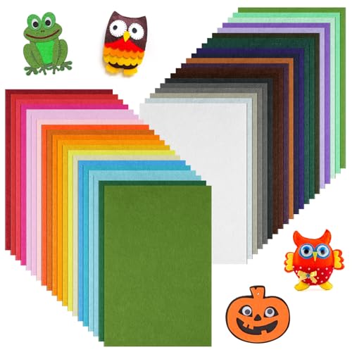 Ainiv Filz 40 Farben Bastelfilz, Filz zum Basteln 30x20cm, Bunter Filzstoff, DIY Filzplatten, Felt Fabric Filzrolle, Vliesstoff Stoff Filzplatten für DIY-Dekorationen und Kinderparty Projekte