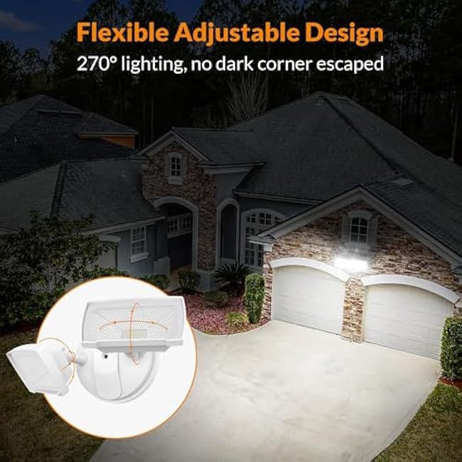 LEPOWER 2 Pack 28W LED Flood Light Outdoor, 3000LM LED Security Light with 2 Adjustable Heads, Switch Controlled Exterior Outdoor Security Light, 5500K, IP65 Waterproof for Garage, Yard, Patio
