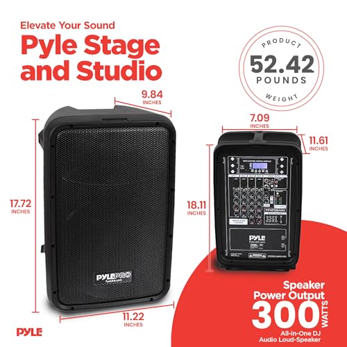 Pyle PA Speaker DJ Mixer Bundle - 300 W Portable Wireless Bluetooth Sound System w/ USB SD XLR 1/4" RCA Inputs - Dual Speaker, Mixer, Microphone, Stand, Cable - Home/Outdoor Party - PPHP28AMX,Black - Image 4