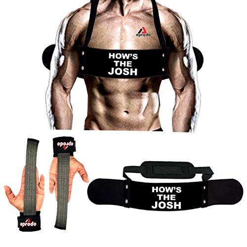 Image of Aprodo Gym Fitness Combo (Arm Blaster with Grey Weight Lifting Strap) (Hows the Josh White & Grey WLS)