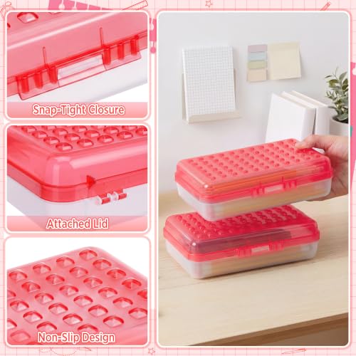 Image of Blulu 6 Pack Plastic Pencil Boxes Bulk Large Pencil Case,Red