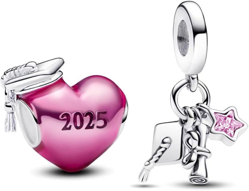 2025 Graduation Cap Charms Owls Bead Compatible for Bracelets Heart Jewellery for Women