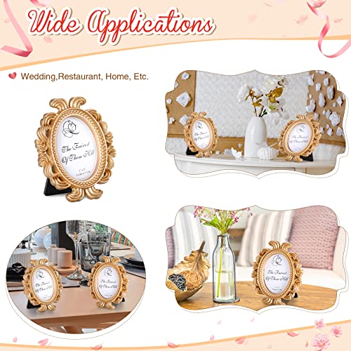 Vicenpal 60 Pieces Vintage Picture Frame Antique Photo Frame Baroque Place Card Photo Holder Mini Picture Frame Beaded Photo Frame Resin Oval Frame Display Frame Christmas Holiday Decor, Gold #TOP4