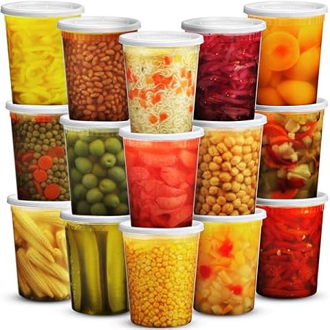 JoyServe 32 Oz Deli Food Containers with Lids - (36 Sets) Quart Size Airtight Food Storage Takeout Meal Prep Containers To Go with 36 Lids, BPA-Free, Dishwasher, Microwave Safe Cover