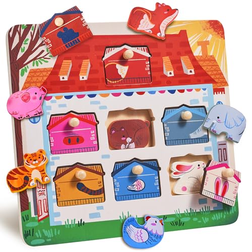 Image of JoyCat Wooden Puzzles for Toddlers 1-3, Montessori Toys for 1 2 Year Old Boy Girl Birthday, Animal Matching Animal Body, Toddlers Puzzles Aged 2-4 for Preschool Learning Activities