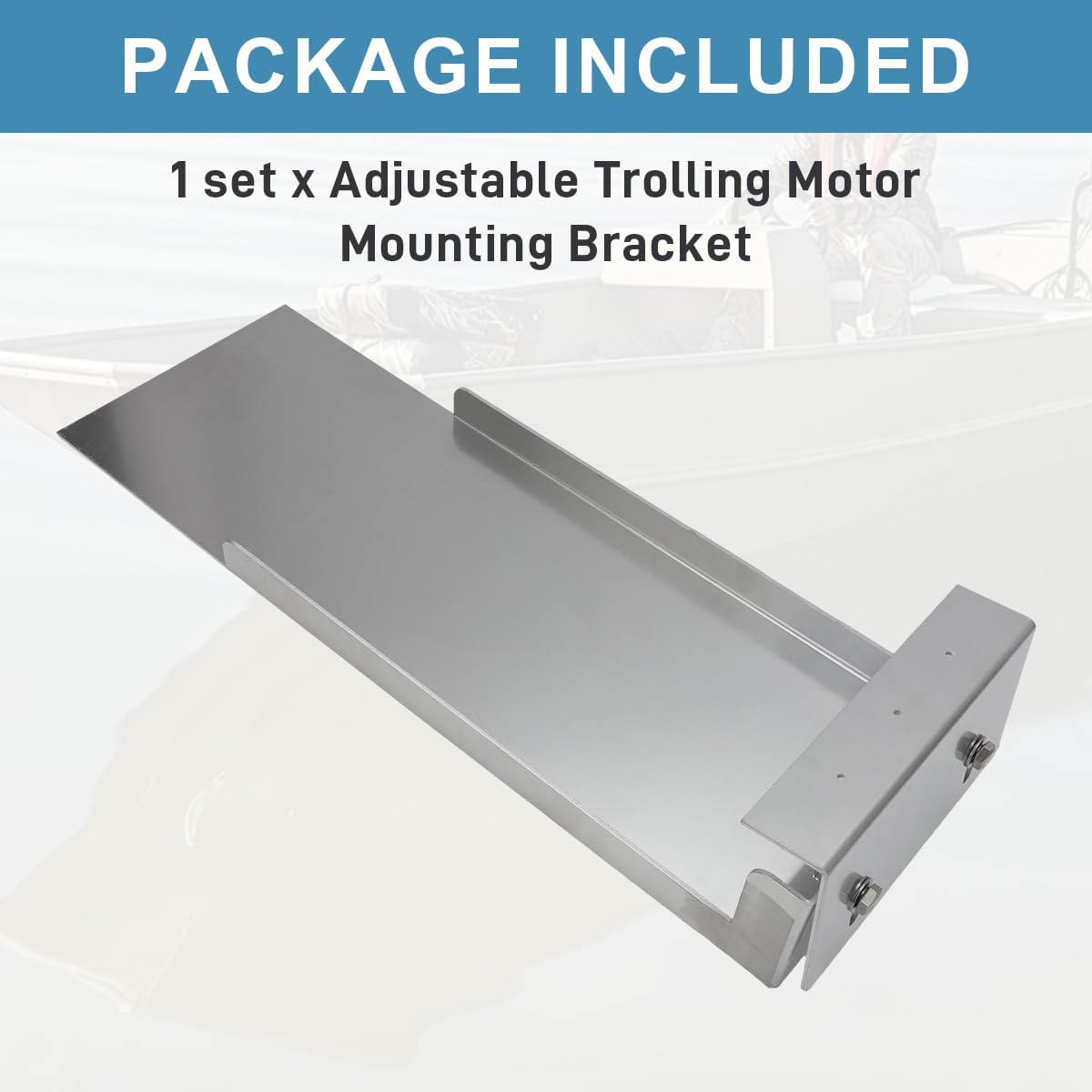 motoparty Adjustable Trolling Motor Mounting Bracket for Jon Boat Aluminum Boat, Heavy-Duty Aluminum Alloy Transom Mount