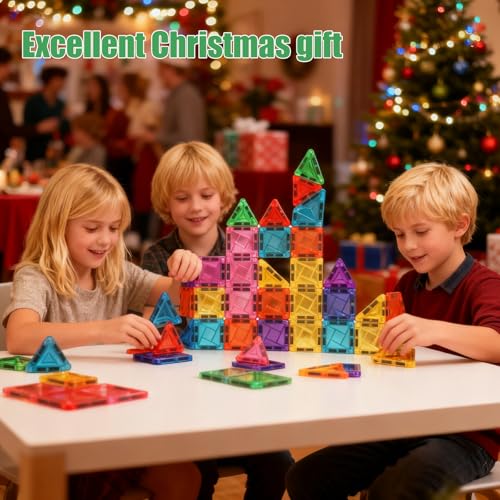 42PCS Mini Magnetic Tiles Building Blocks Set with Portable Iron Case, STEM Travel Toys for Kids Ages 3+, Educational Magnet Construction Puzzles for Boys and Girls,Toddler Puzzle Birthday Gift Toys - Image 5