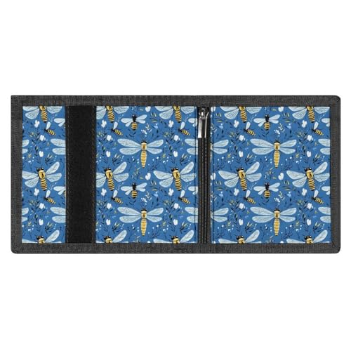 Blue Bee Dragonfly Print Wallet for Men, 8 Credit Card Holder Slim Minimalist Front Pocket Small Mens Bifold Wallets3