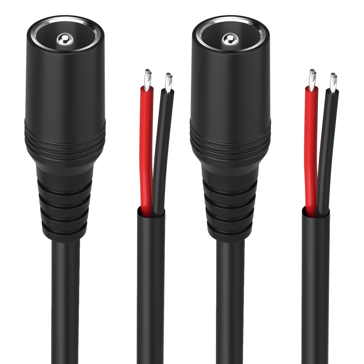 2Pack 16AWG DC Power Pigtails Cable,2.1mm x 5.5mm DC Female Plug to Bare Wire Open End,DC Barrel Plug Connector Supply Adapter Repair Cord for CCTV