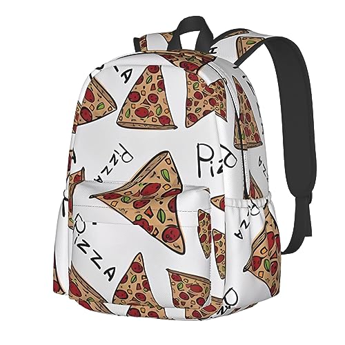 Sac à dos imprimé pizza noir imperméable de grande capacité pour l'école