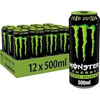 Monster Energy Zero Sugar - koffeinhaltiger Energydrink mit klassischem Energy-Geschmack - ohne Zucker und ohne Kalorien - in praktischen Einweg Dosen (12 x 500 ml)