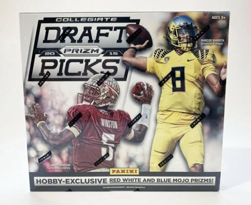 2015 Panini Prizm Draft Picks Football Factory Sealed Hobby Box 2 Auto 12 Packs of 5 Cards, 60 Cards in all TWO (2) AUTOGRAPH, 4 Inserts,4 Parallels and 24 Draft Picks Chase autographs and Parallels from the top rookies and Alumni Look for 250 card base set including 100 current NFL players in their Alma Mater uniforms & 150 Draft Picks; all with limited parallels Look for Draft Pick Autographs including All-Americans, Team Trademarks & limited Prizm parallels from 99 down to 1