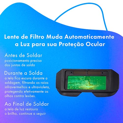POGALA Óculos de Proteção Profissional para Solda com Escurecimento Automático - Alta Resistência a