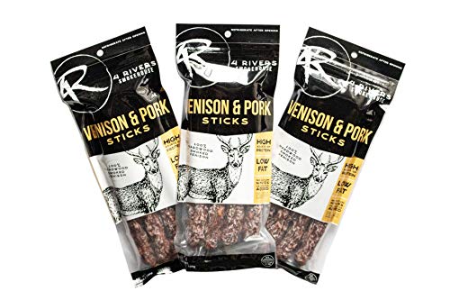 Venison and Pork Sticks â€“ 4 Rivers High Protein â€“ 3 Pack