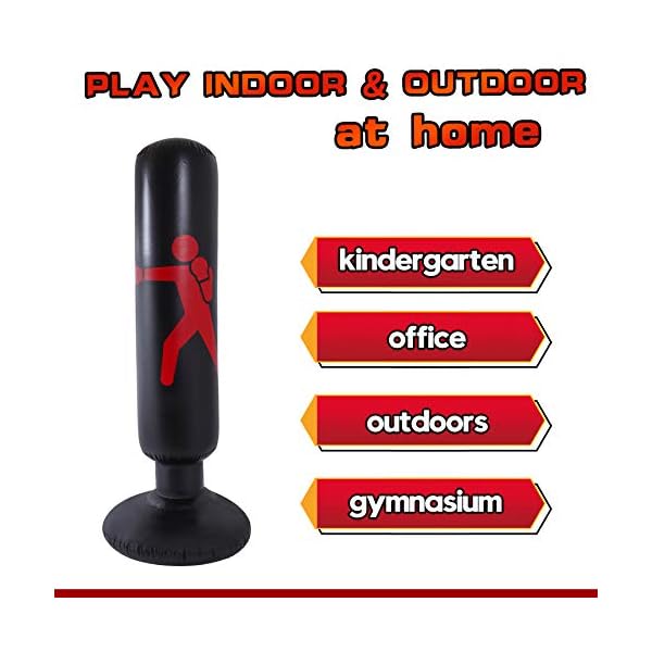 Inflatable-Kids-Punching-Bags-with-Stand-64-Inch-Freestanding-Punching-Bag-for-Kids-and-Adults-Kids-Kickboxing-Bop-Bag-Immediate-Bounce-Back-for-Karate-Taekwondo-MMA-Red-Red Inflatable Kids Punching Bags with Stand, 64 Inch Freestanding Punching Bag for Kids and Adults, Kids Kickboxing Bop Bag Immediate Bounce-Back for Karate, Taekwondo, MMA (Red) (Red) (Black)