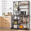 Tribesigns Kitchen Bakers Rack Standing, 10-Tier Large Kitchen Utility Storage Shelf with 10 S-Hooks and Metal Frame Microwave Oven Stand, 39.3" W x 15.7" D x 66.9" H
