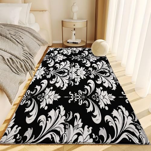 Tapis de salon lavable style baroque art décoration noir - 4