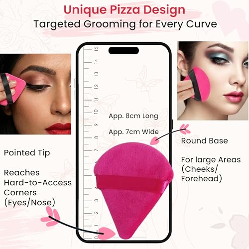 Image of TEMPERIA (6 Pcs) Powder & Makeup Puff for Women - Face Foundation Triangle Pizza Puff Blender Sponge Set - Smooth Coverage | Ultra Soft | Travel Friendly | Reusable (Random Colors) (FF207)