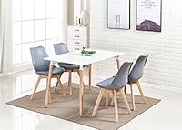 P&N Homewares® Lorenzo Dining Table and 4 Chairs Set Retro and Modern Dining Set White Black and Grey Chairs with White Dining Table (GREY CHAIRS)