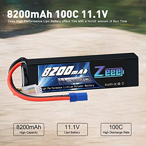 Zeee 3S 8200Mah Lipo Battery 11.1V 100C Ec5 Connector Soft Case Battery With Metal Plates For Rc Car Rc Truck Tank Racing Hobby Models (2 Pack) #TOP1