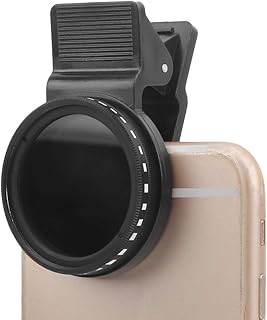 Filtro de lente ND de 37 mm para telefone, kit de filtro de lente de câmera de celular ND2-400, filtro de densidade neutra ajustável, com clipe de lente, para a maioria dos smartphones