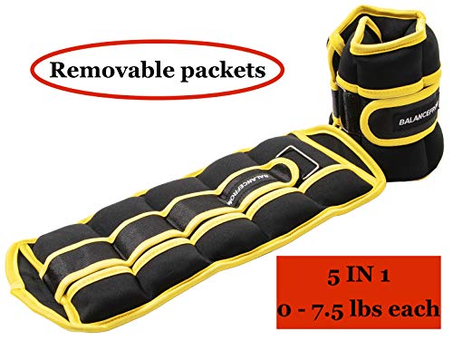 BalanceFrom GoFit Fully Adjustable Ankle Wrist Arm Leg Weights, Black/Yellow
