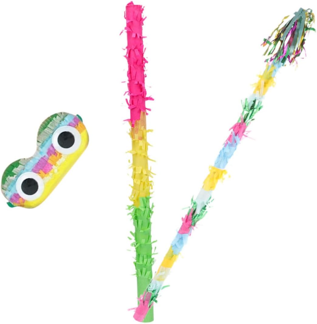 Pinata Party Supply with Lightweight Stick Tassel Bat Blindfold for Birthday Celebration Colorful Pinata Prop for Fun Party Games and Festive Decorations