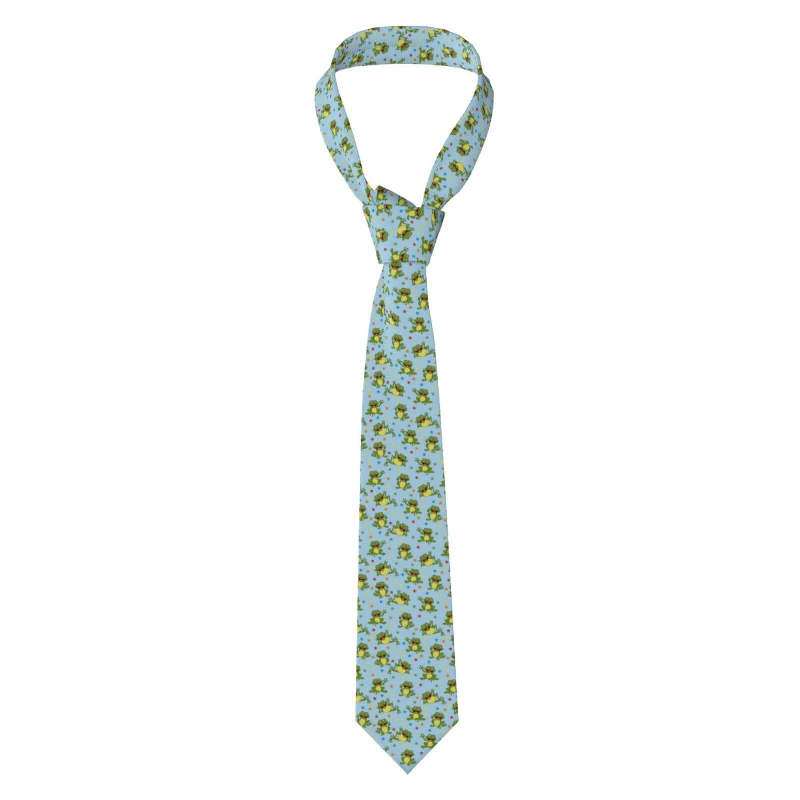 FAQRTIV Men'S Necktie Frog Star Cartoon Classic Silk Tie Neck Ties Classic Design Satin Print Tie Formal Neckties For Men