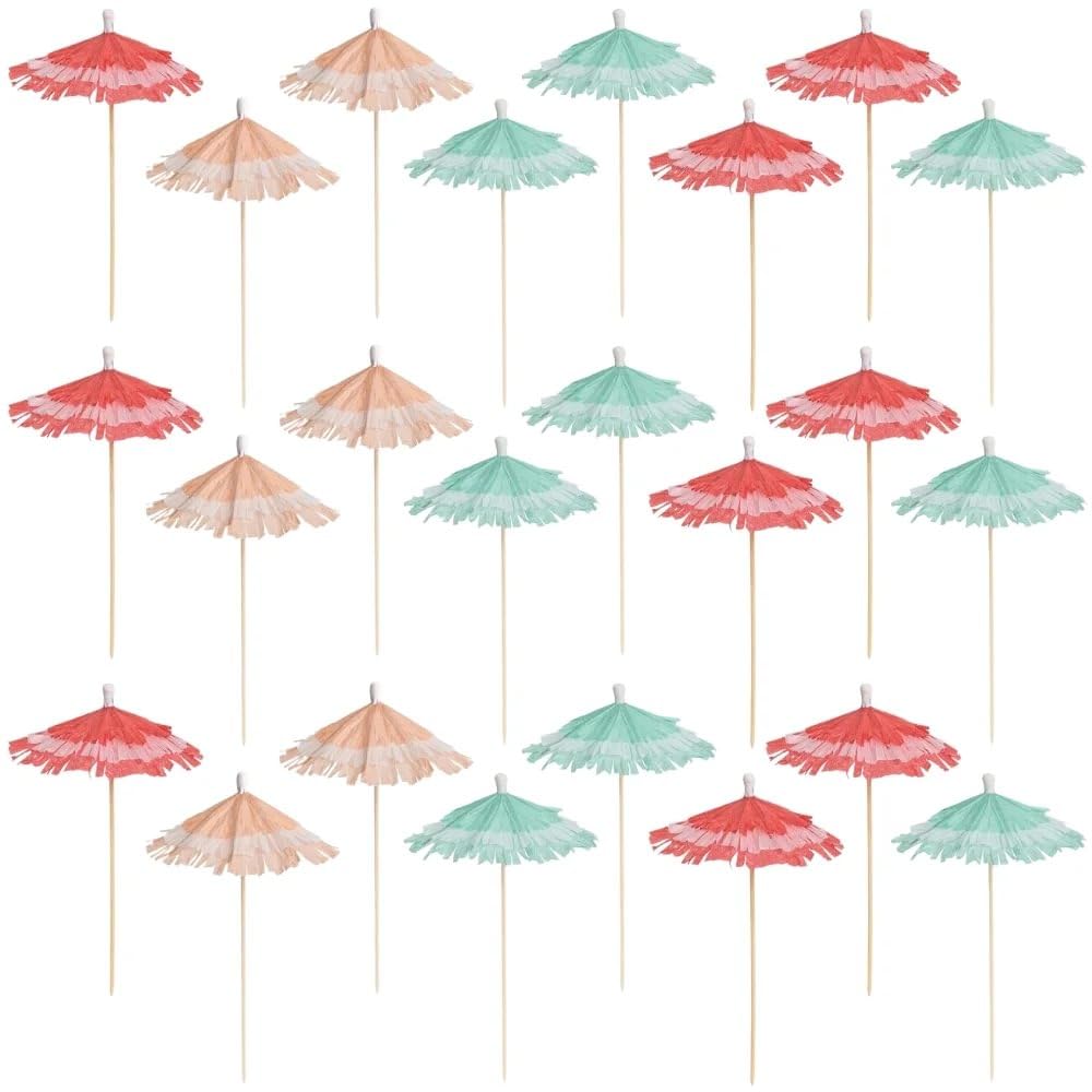 Parapluies d'été en papier contre la monotonie des buffets - 25 mini parasols à franges de 17,8 cm